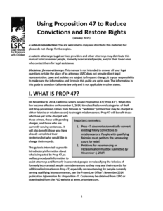 Using Prop 47 to Reduce Convictions and Restore Rights (2015)